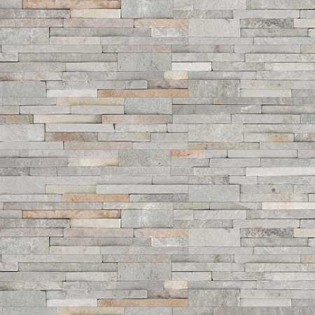MSI Royal White Splitface Ledger Corner 6 In. X 18 In. Natural Quartzite Wall Tile, 6PK ZOR-PNL-0062